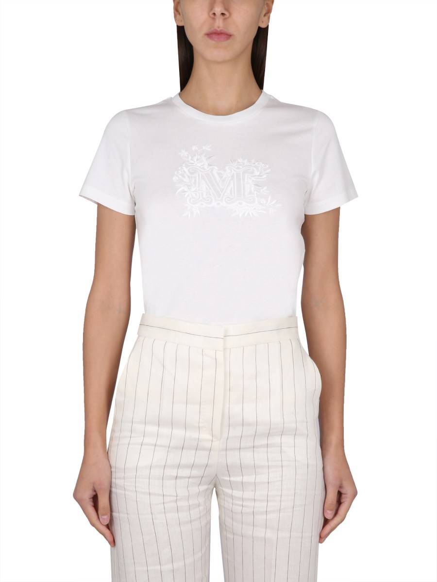 MAX MARA T-SHRIT IN JERSEY DI COTONE CON RICAMO LOGO