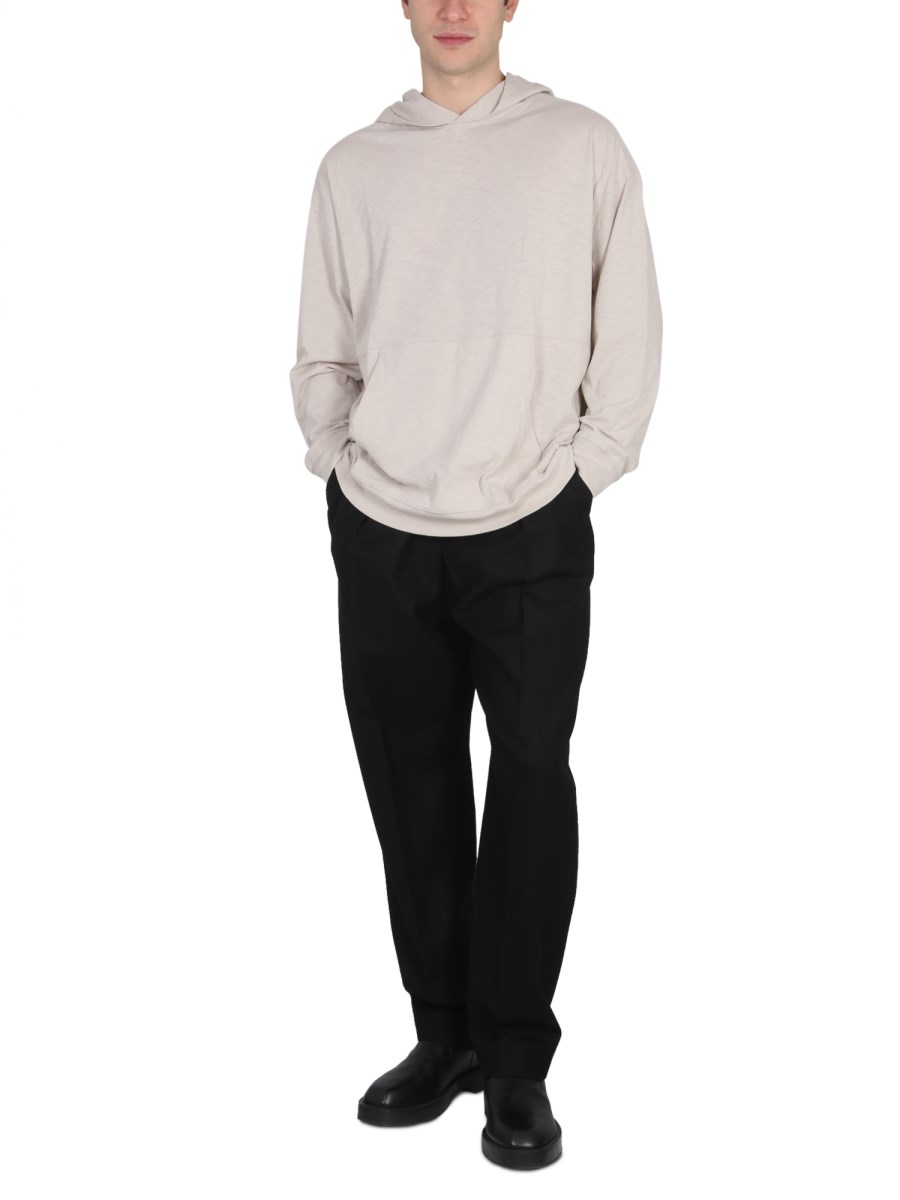 THEORY FELPA CON CAPPUCCIO ALLSTON IN COTONE