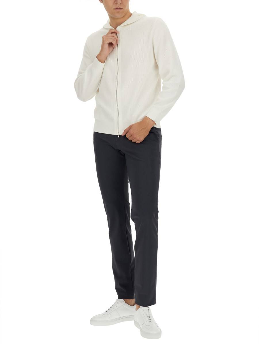 THEORY MAGLIA "MYHLO" IN COTONE CON ZIP E CAPPUCCIO