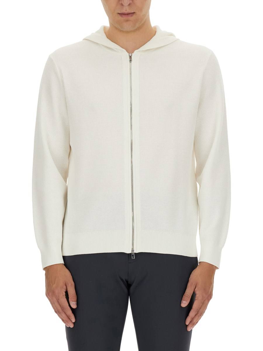 THEORY MAGLIA "MYHLO" IN COTONE CON ZIP E CAPPUCCIO