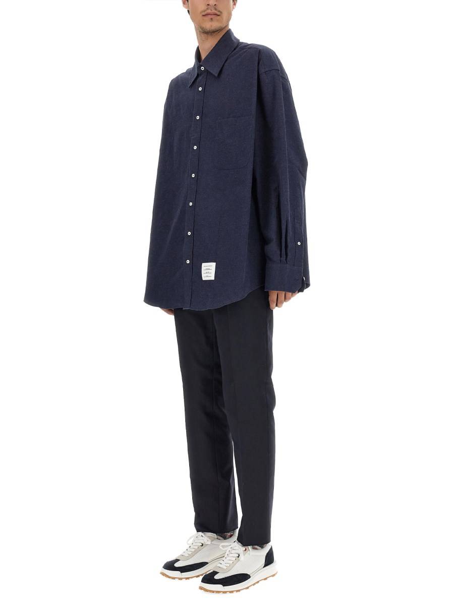 THOM BROWNE CAMICIA 4BAR IN COTONE