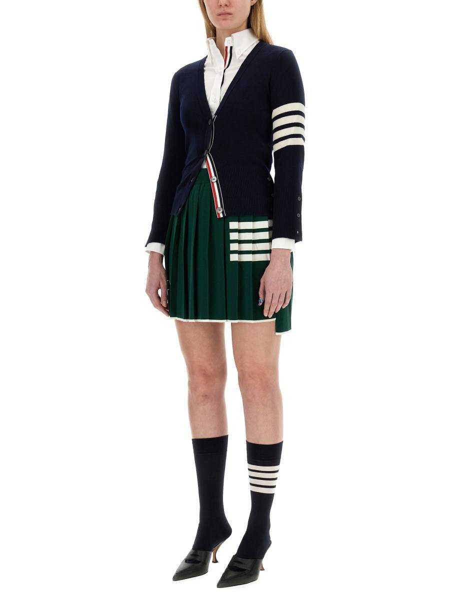 THOM BROWNE CARDIGAN SCOLLO A V IN CASHMERE