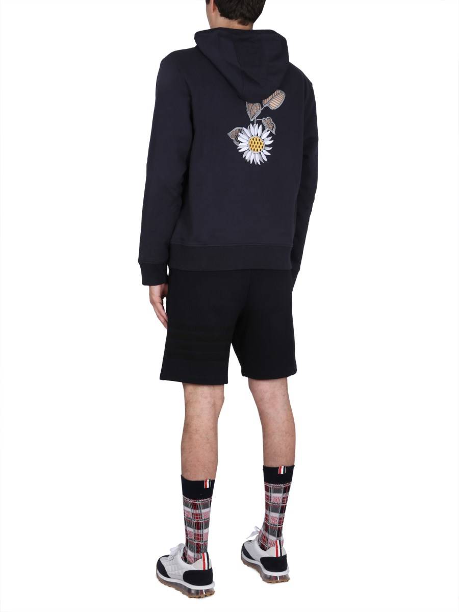 THOM BROWNE FELPA IN COTONE CON RICAMO