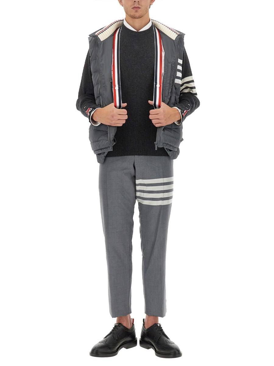 THOM BROWNE GILET 4BAR IMBOTTITO IN TWILL