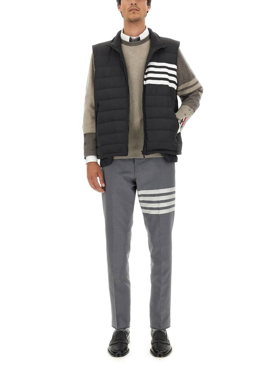 THOM BROWNE GILET 4BAR IMBOTTITO IN TWILL