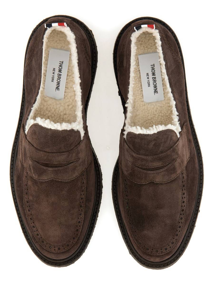THOM BROWNE MOCASSINO "PENNY" IN SUEDE E SHEARLING