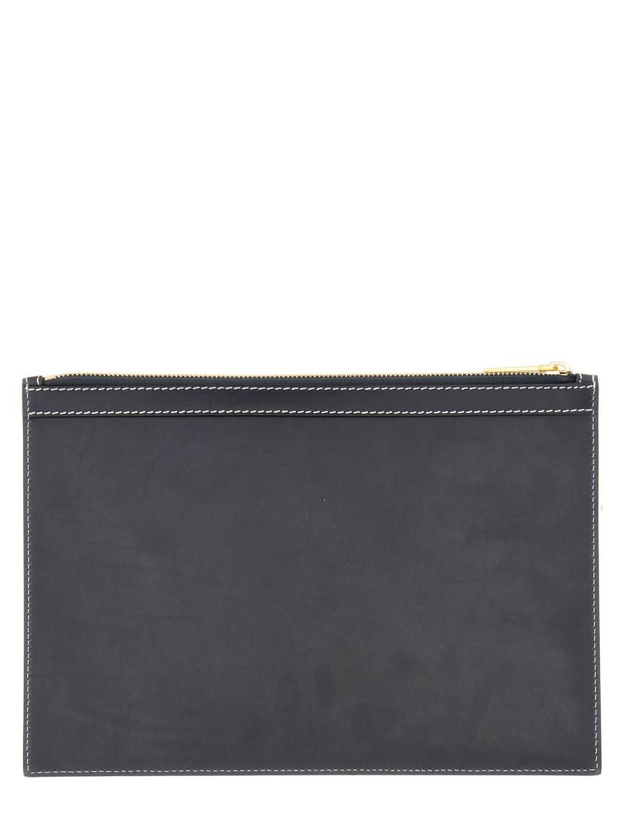 THOM BROWNE PORTA TABLET SMALL IN PELLE GRANULATA