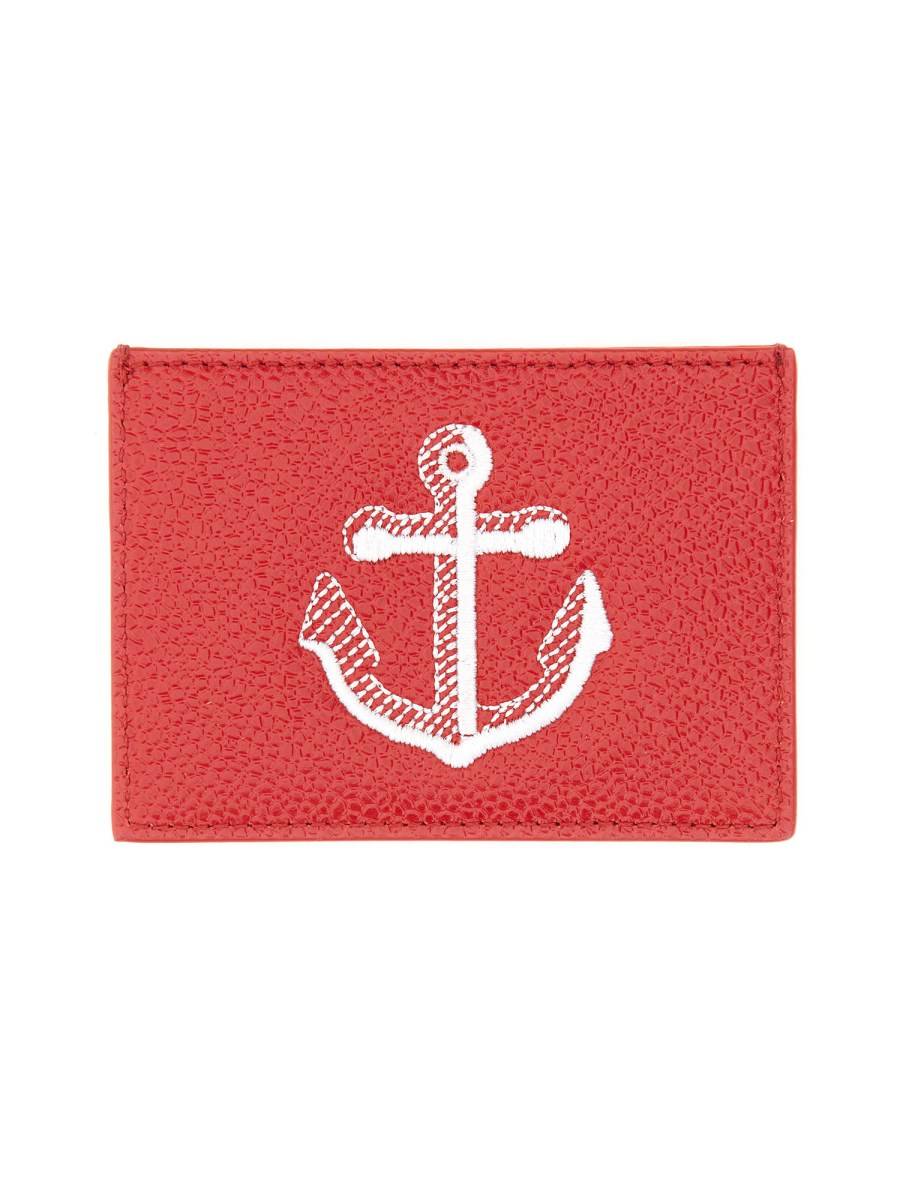 THOM BROWNE PORTACARTE AANCHOR IN PELLE MARTELLATA