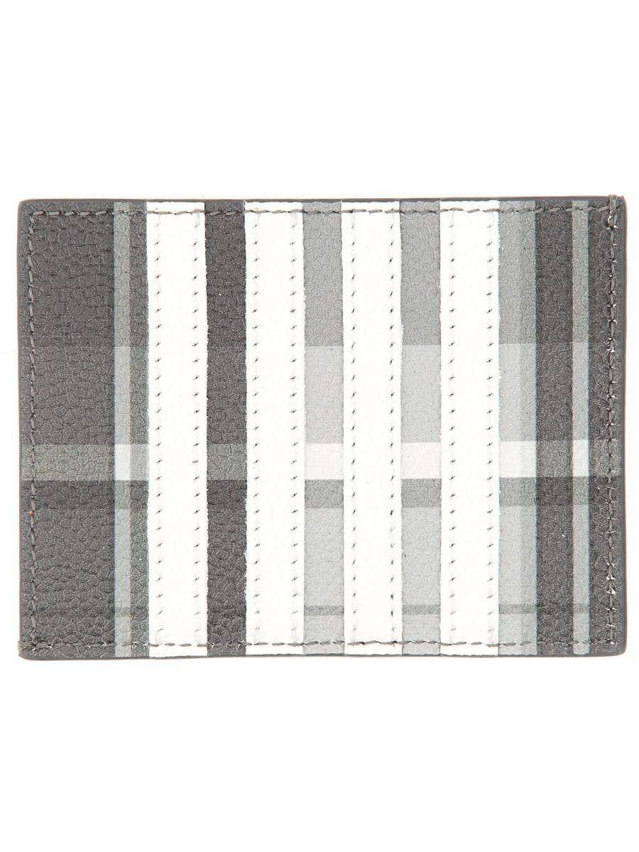 THOM BROWNE PORTACARTE CON LOGO IN PELLE GRANULATA