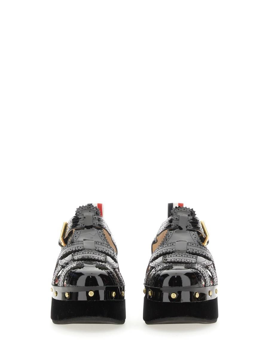 THOM BROWNE SANDALO CON TACCO IN PELLE