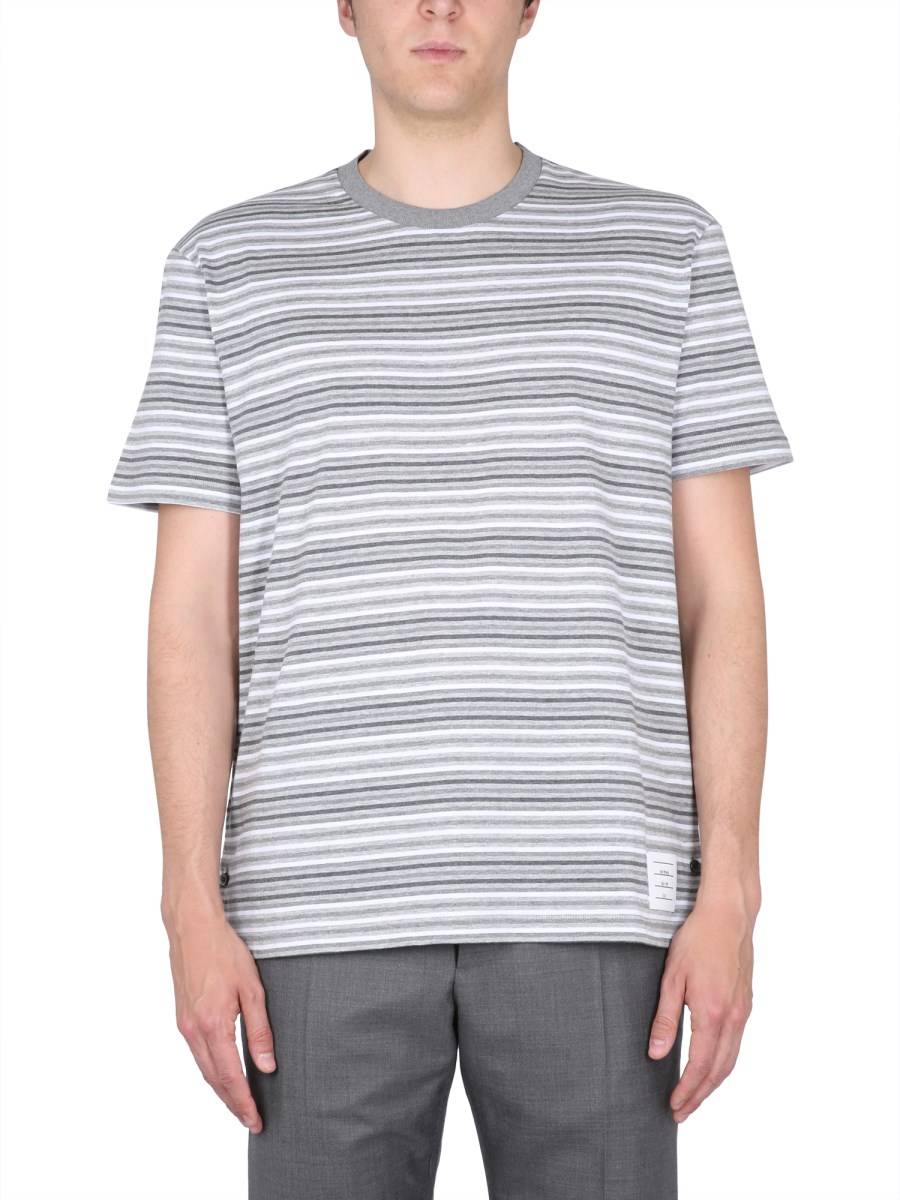 THOM BROWNE T-SHIRT A RIGHE IN JERSEY DI COTONE