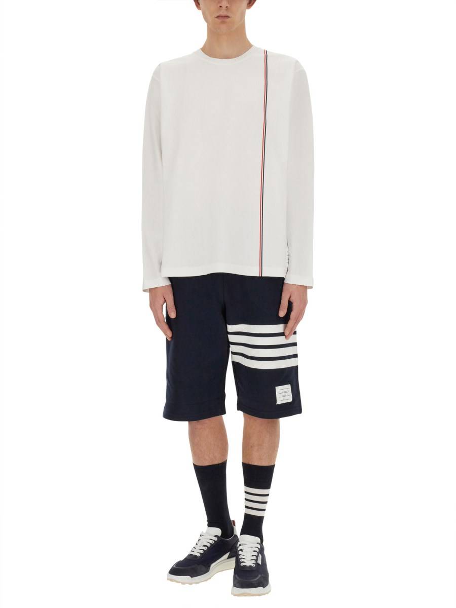 THOM BROWNE T-SHIRT IN JERSEY DI COTONE CON LOGO