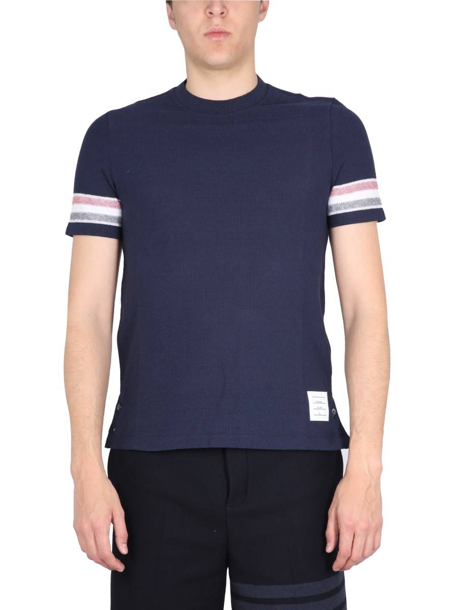 THOM BROWNE T-SHIRT STRIPES IN COTONE