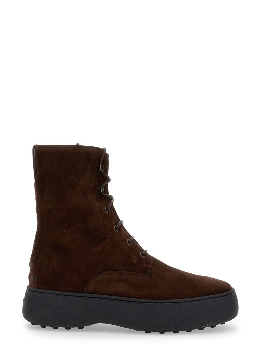 TOD'S STIVALETTO STRINGATO IN SUEDE