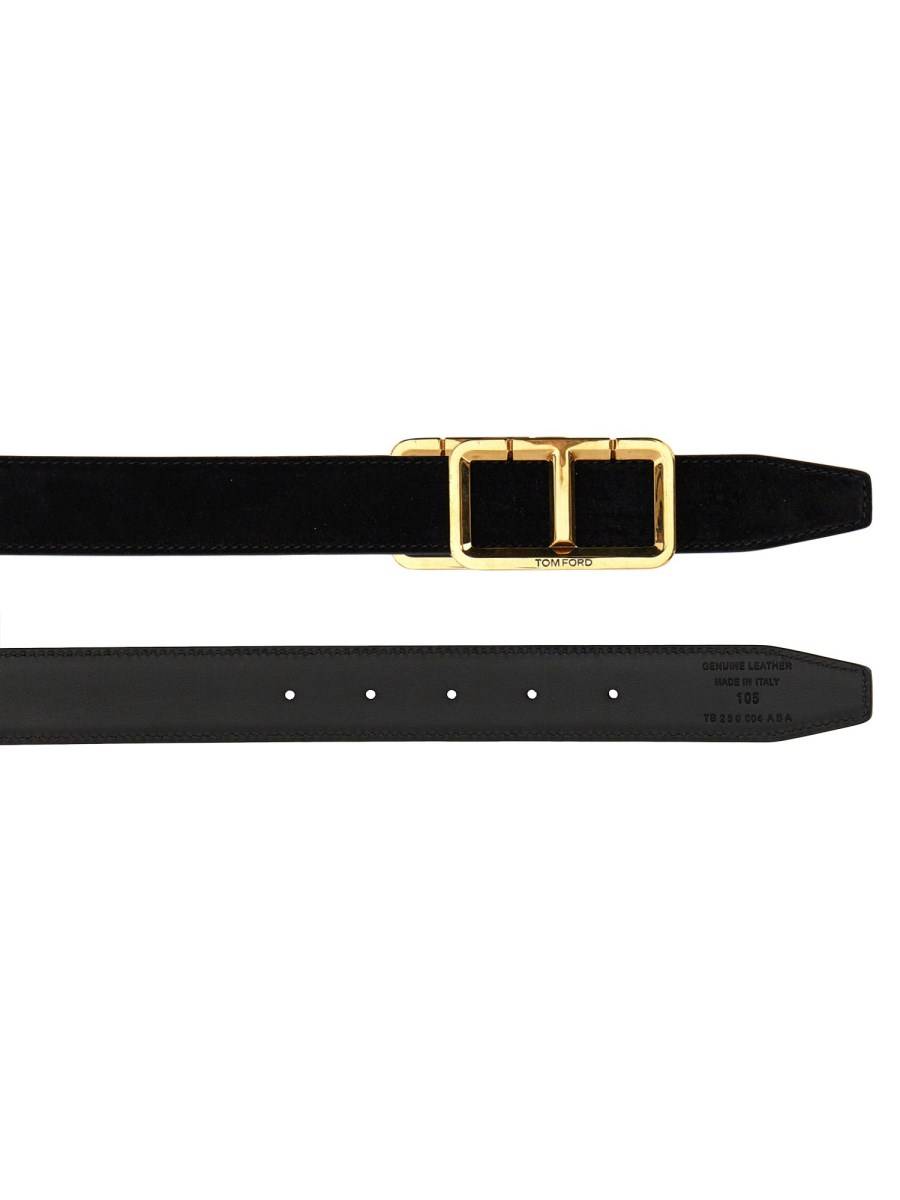 TOM FORD CINTURA IN SUEDE CON LOGO
