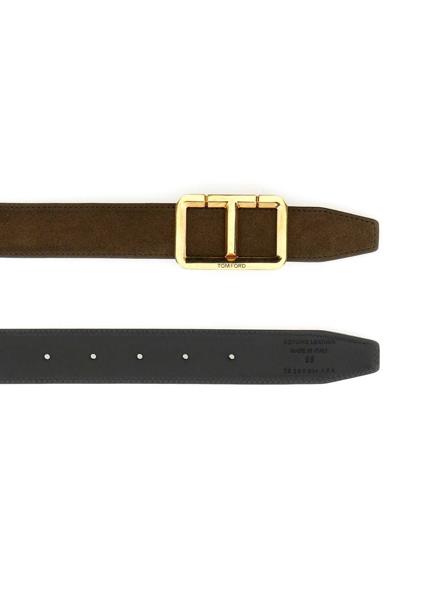 TOM FORD CINTURA IN SUEDE CON LOGO