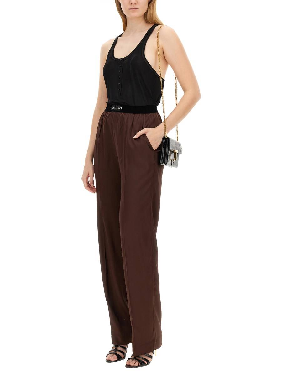 TOM FORD PANTALONE IN SATIN DI SETA