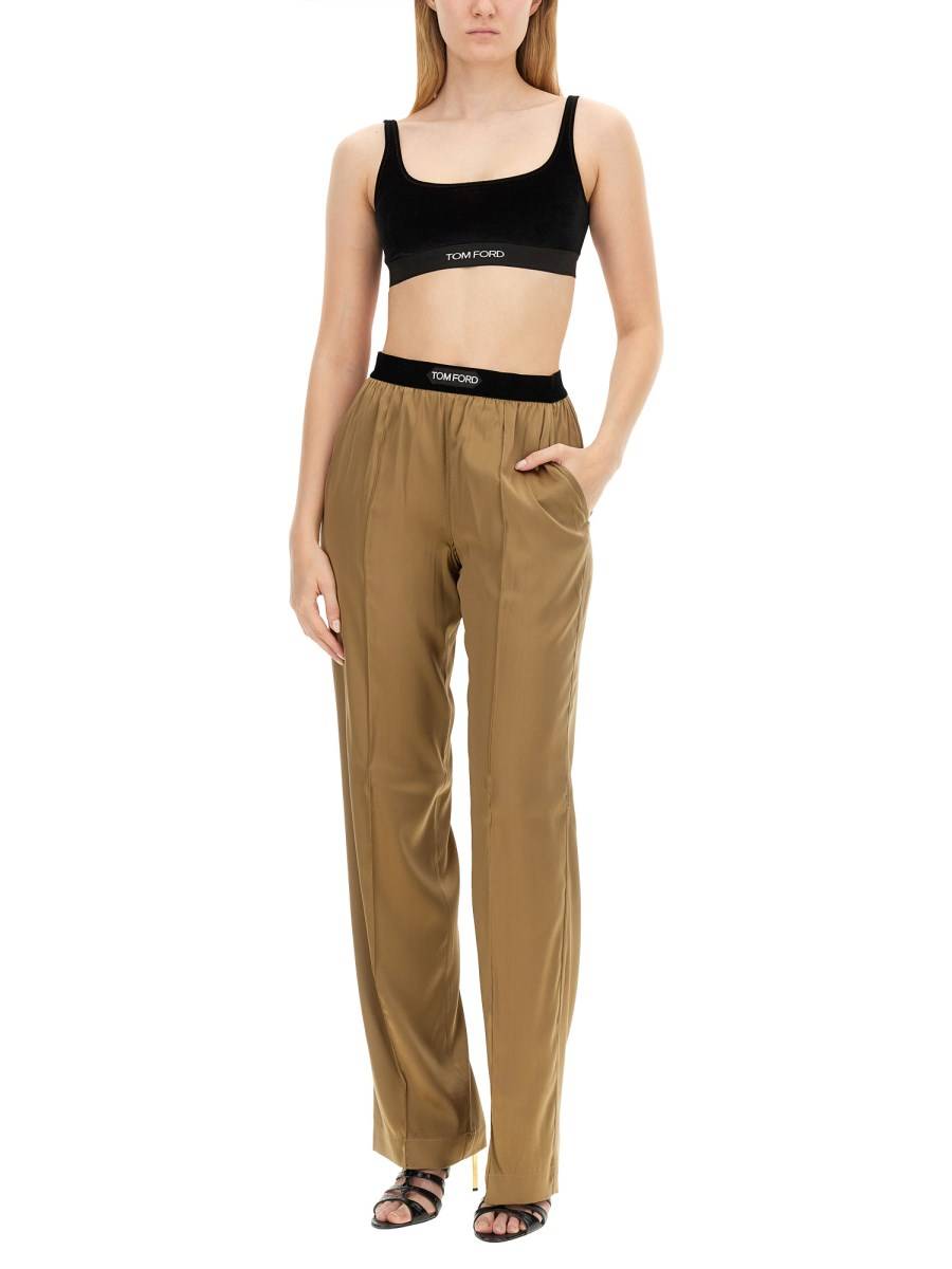 TOM FORD PANTALONE IN SATIN DI SETA
