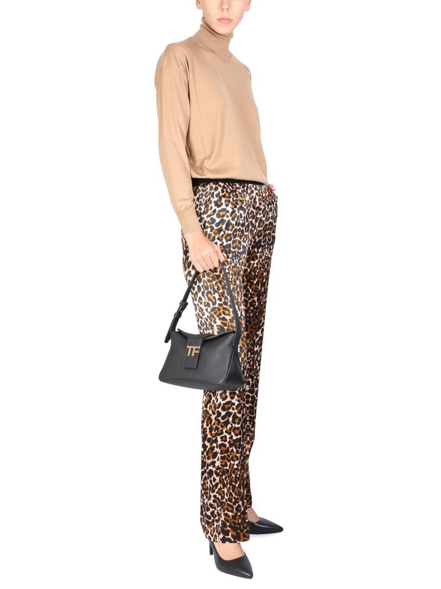 TOM FORD PANTALONE IN SETA CON STAMPA ANIMALIER