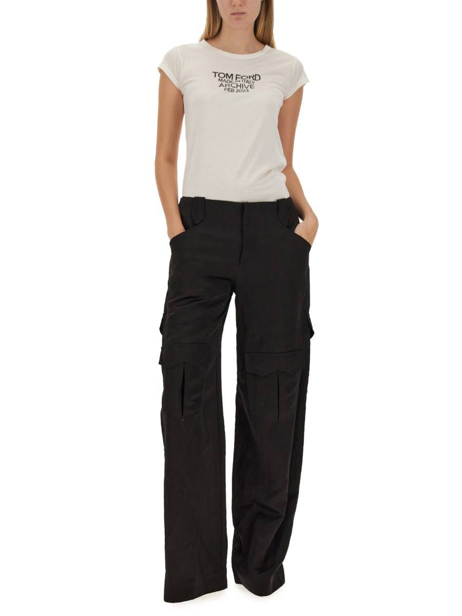 TOM FORD T-SHIRT IN SETA CON LOGO