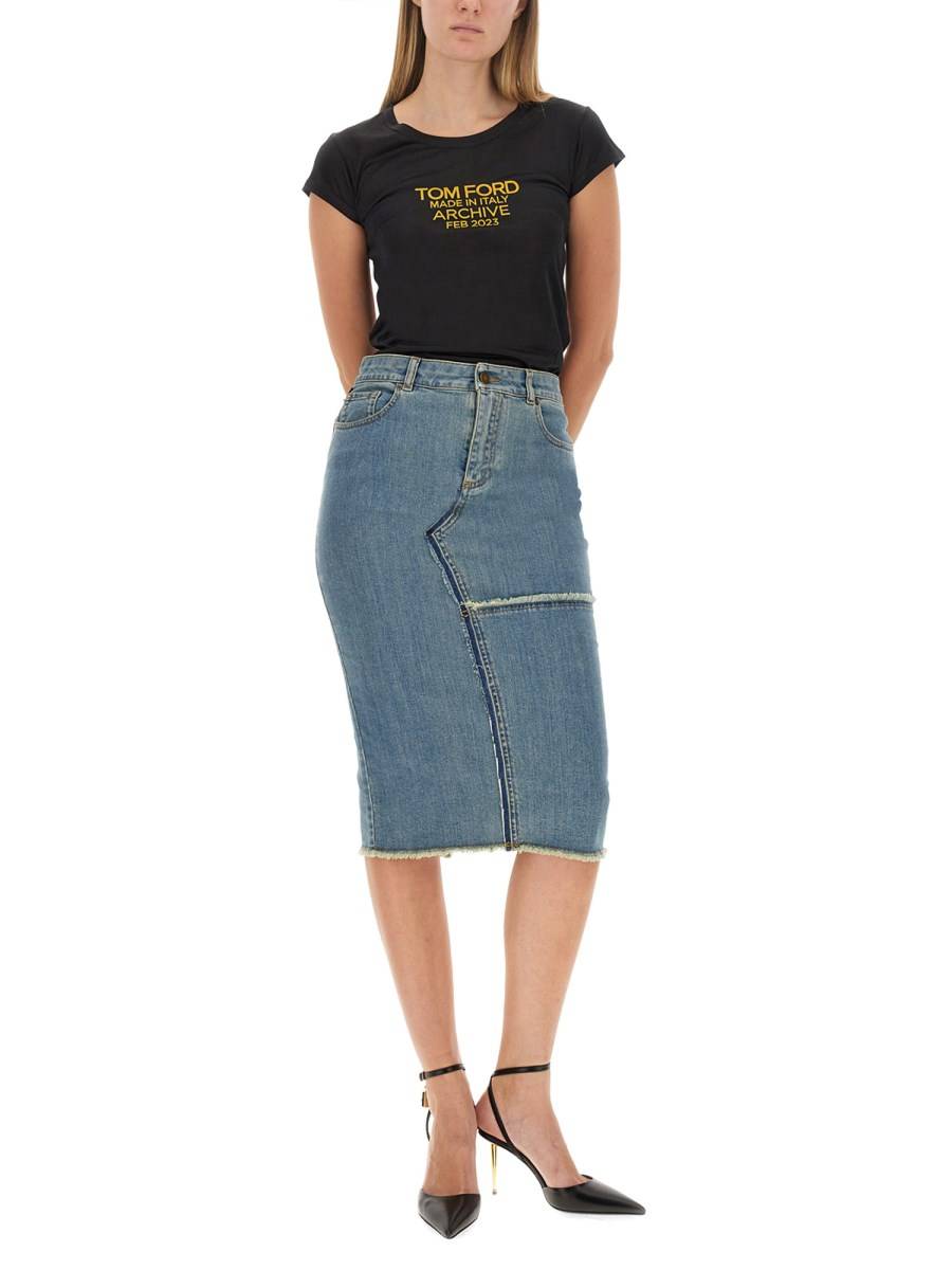 TOM FORD T-SHIRT IN SETA CON LOGO
