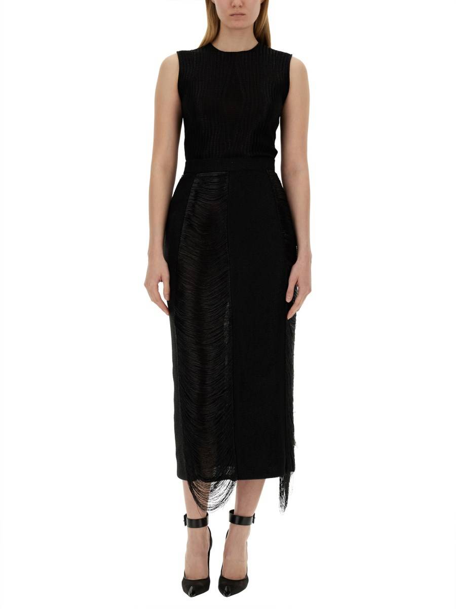 ALEXANDER McQUEEN TOP ARMOUR STICH IN MAGLIA DI VISCOSA