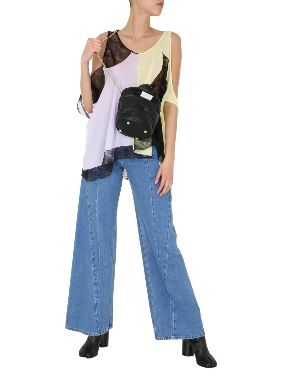 MAISON MARGIELA TOP COLOR BLOCK CON INSERTI IN PIZZO