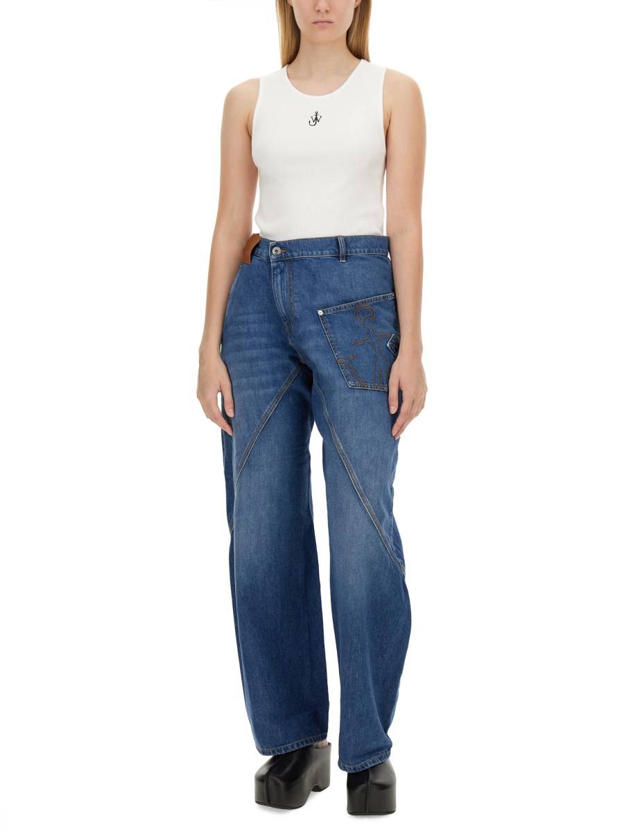 JW ANDERSON TOP CON RICAMO LOGO IN JERSEY DI COTONE