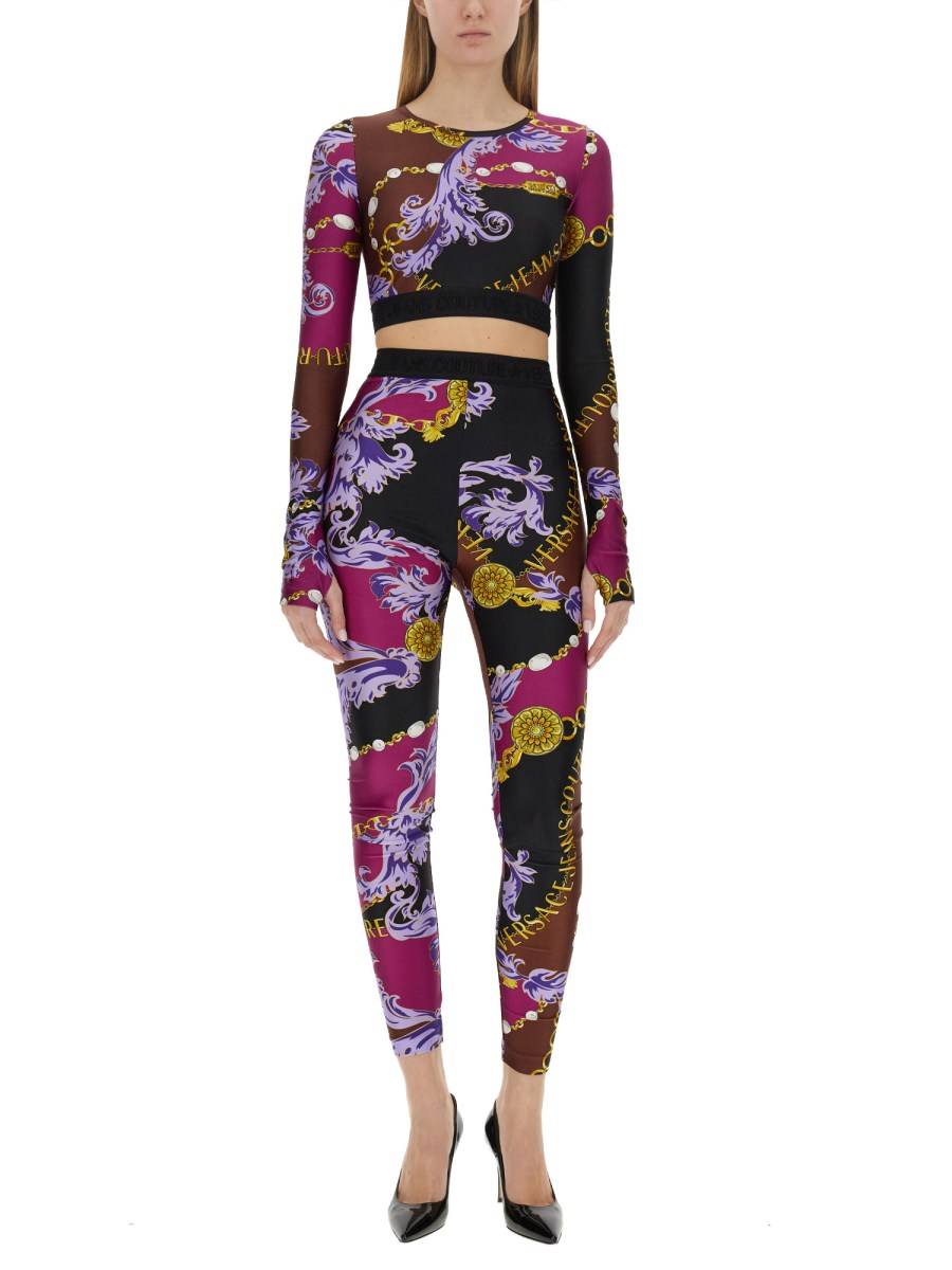 VERSACE JEANS COUTURE TOP CROPPED CHAIN COUTURE IN NYLON