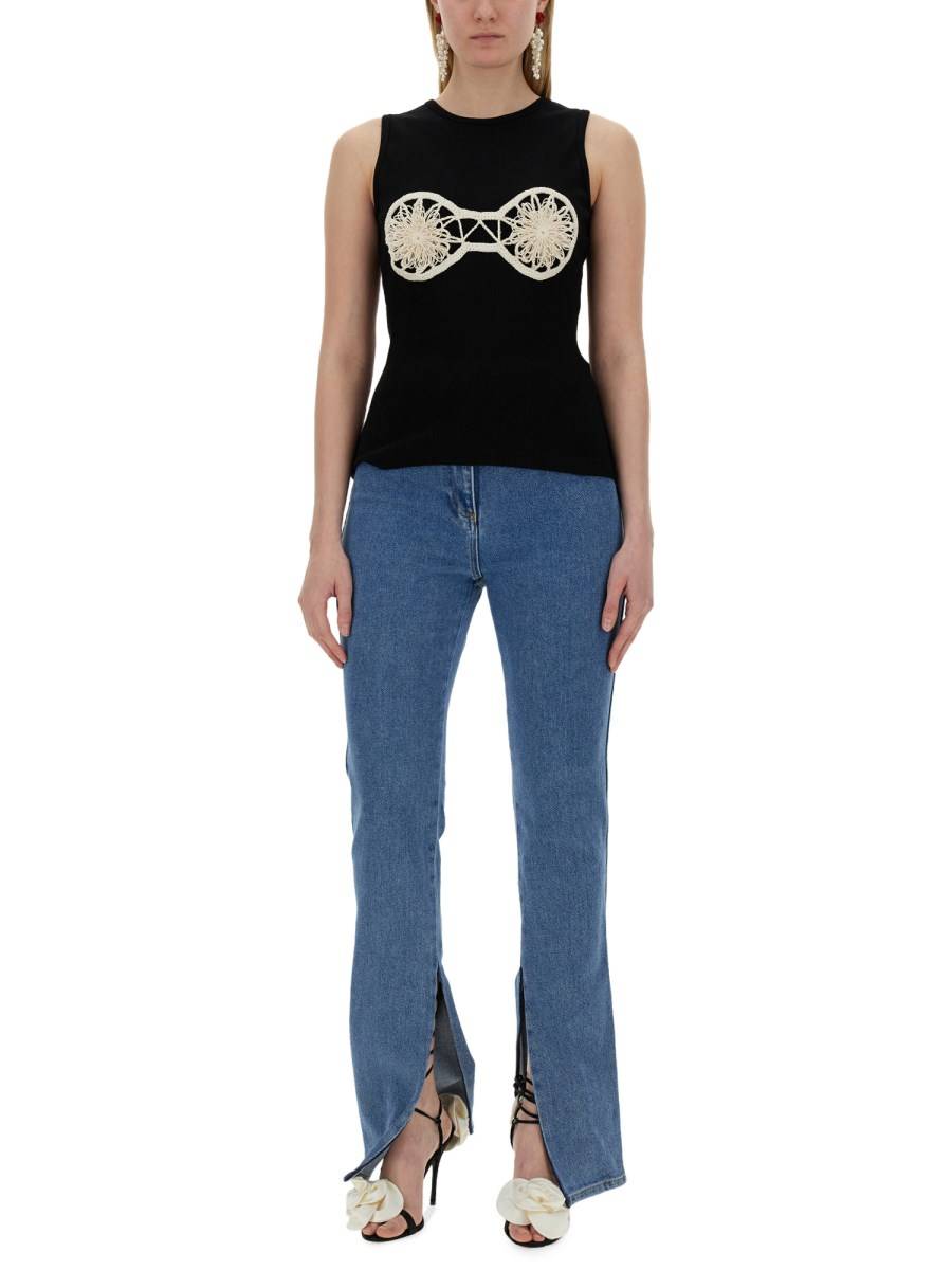 MAGDA BUTRYM TOP IN JERSEY DI COTONE CON INSERTO IN CROCHET