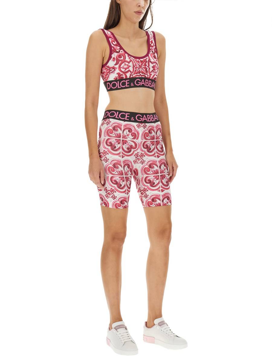 DOLCE & GABBANA TOP IN JERSEY TECNICO CON ELASTICO LOGATO