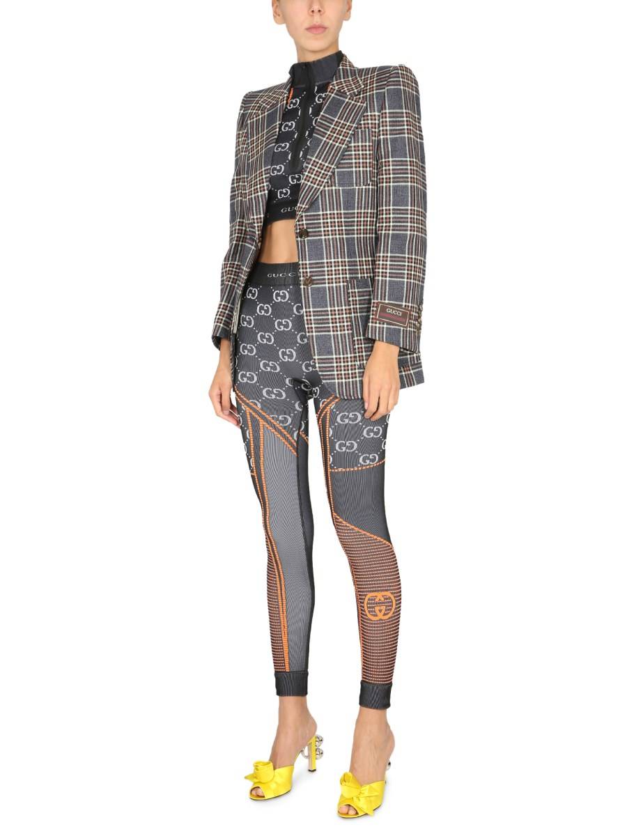 GUCCI TOP MANICHE LUNGHE "JACQUARD GG" IN TESSUTO TECNICO