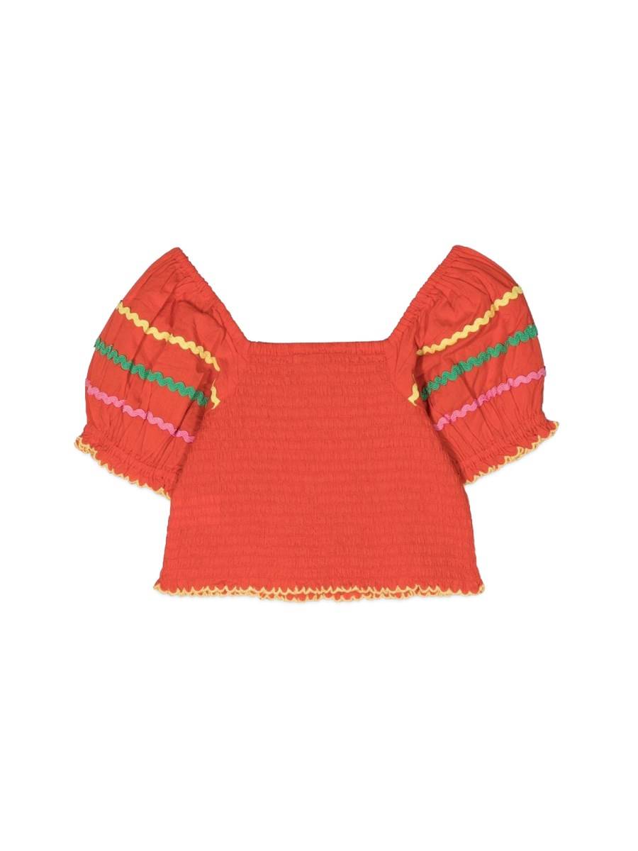 STELLA McCARTNEY TOP SCOLLO QUADRATO MANICHE PALLONCINO