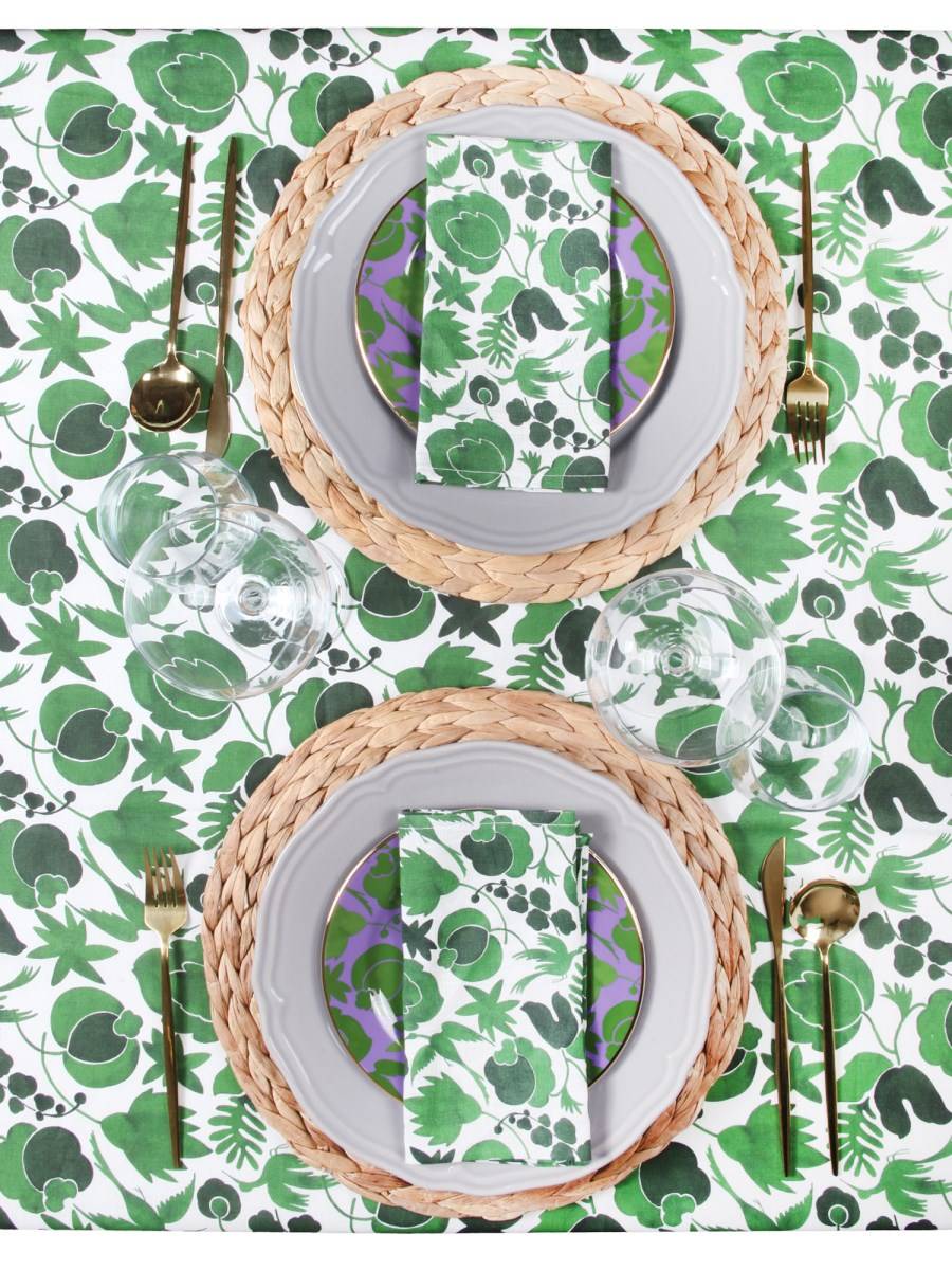 LA DOUBLEJ TOVAGLIA LARGE IN LINO CON STAMPA WILDBIRD