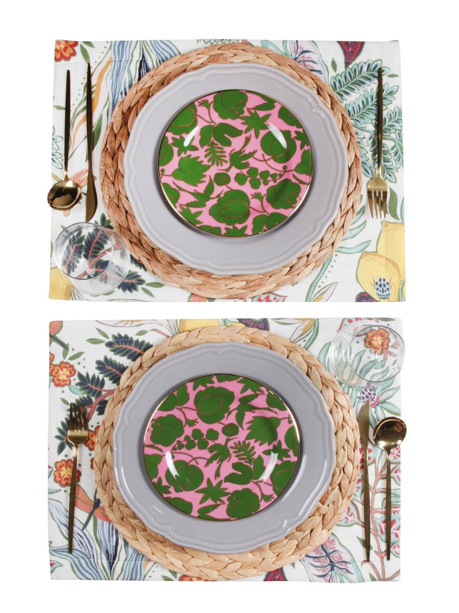 LA DOUBLEJ TOVAGLIETTA IN LINO STAMPA BOTANICAL SET PER DUE