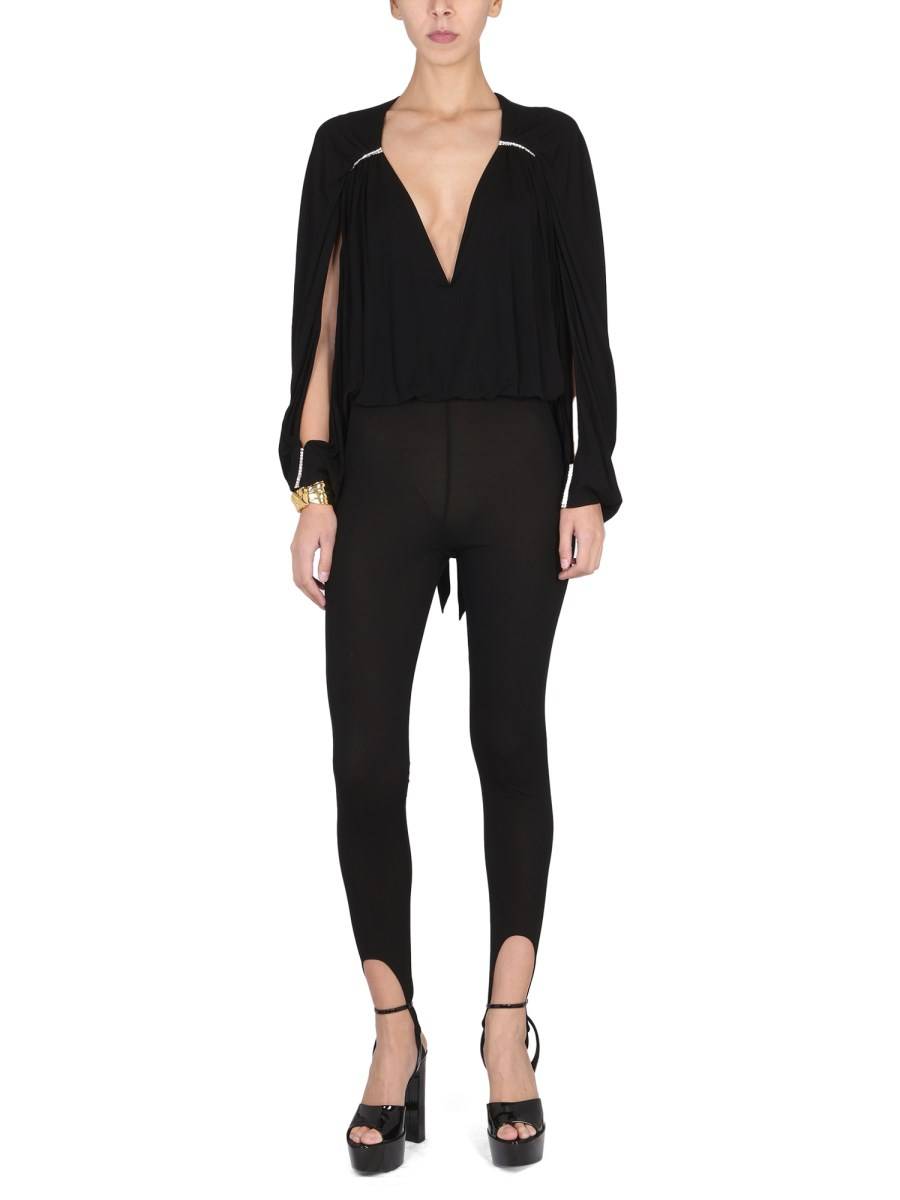 SAINT LAURENT TUTA CON MANICHE APERTE IN JERSEY DI CRÊPE