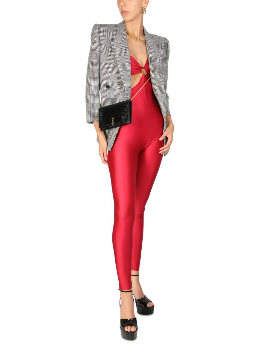 SAINT LAURENT TUTA CON SCOLLO A V IN JERSEY DI COTONE