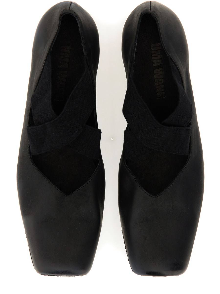 UMA WANG BALLERINA IN PELLE CON FASCE ELASTICHE