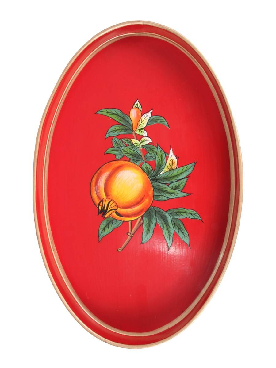 LES-OTTOMANS VASSOIO IN LEGNO CON FRUTTA DIPINTA A MANO