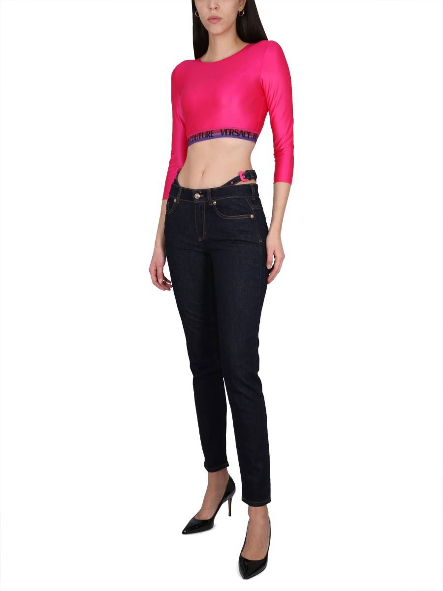 VERSACE JEANS COUTURE CROPPED TOP CON BANDA LOGO
