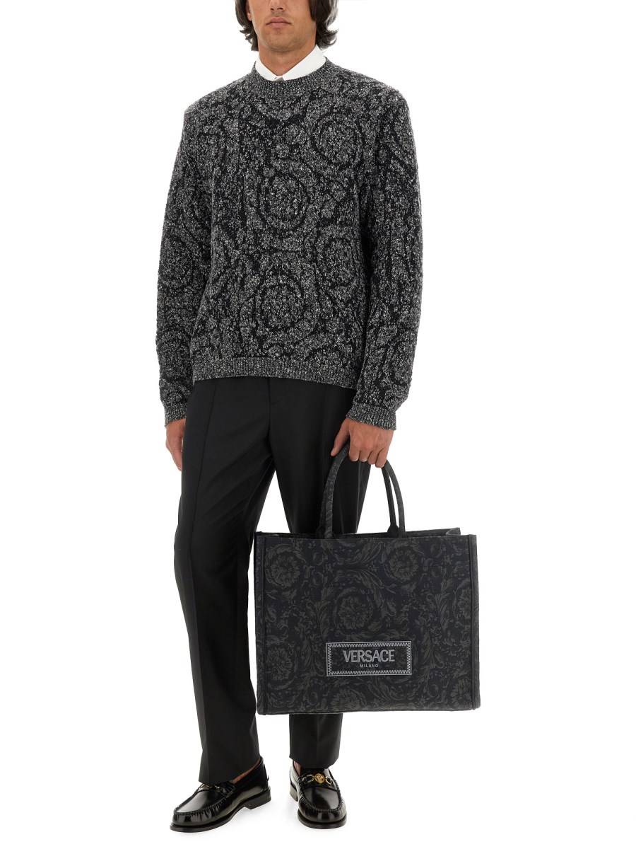 VERSACE MAGLIA EFFETTO TWEED IN JACQUARD