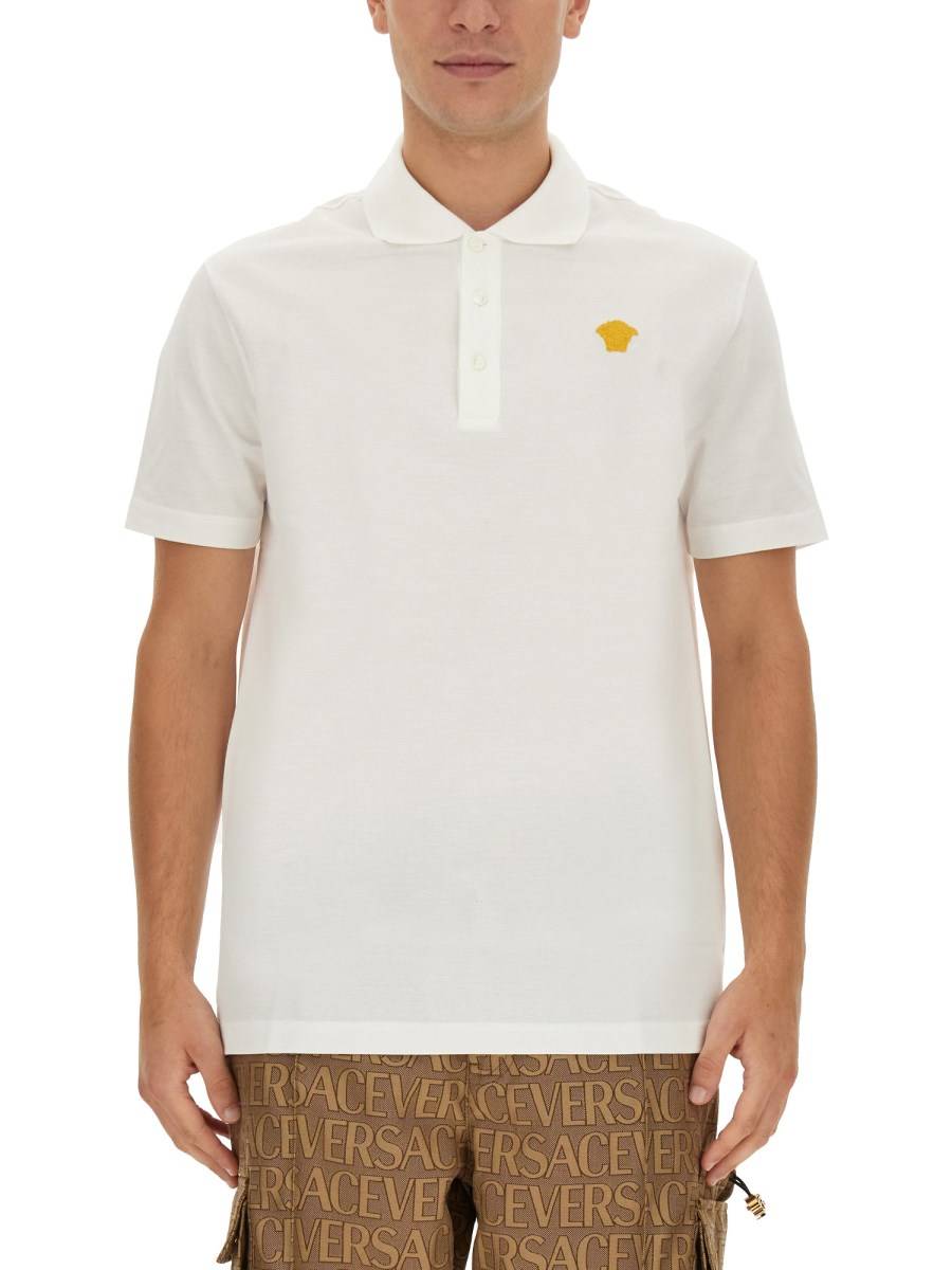 VERSACE POLO IN PIQUÊ DI COTONE CON PATCH LOGO