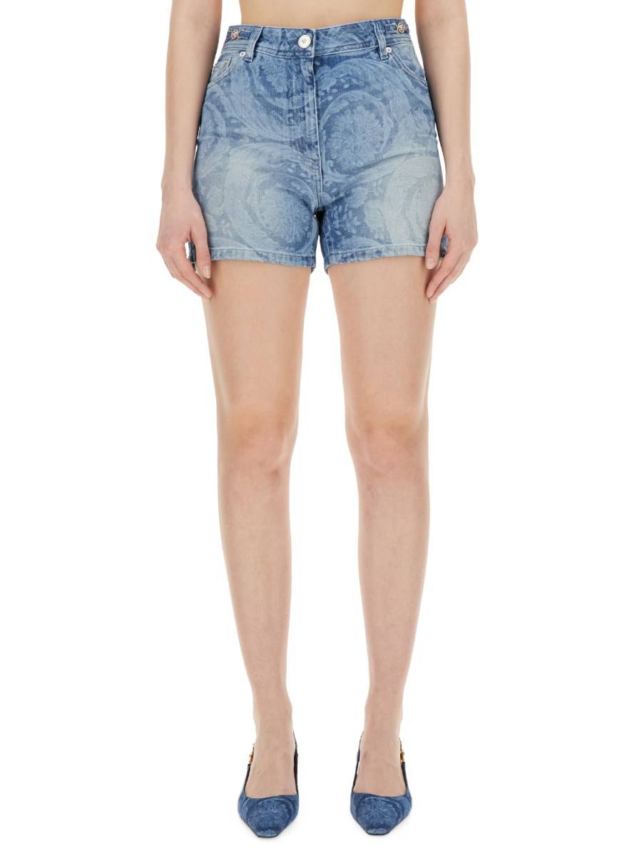 VERSACE SHORTS IN DENIM BOYFRIEND BAROCCO