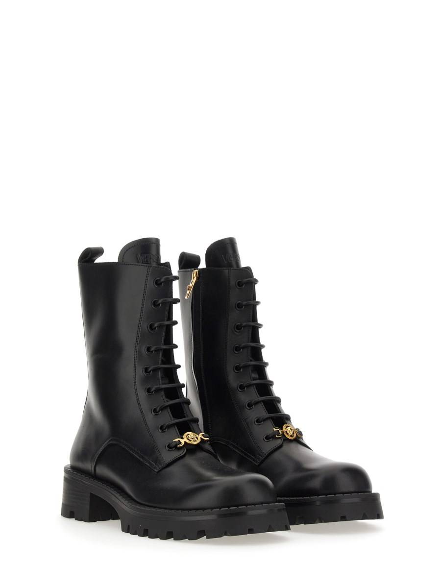 VERSACE STIVALE IN PELLE CON LACCI ALIA