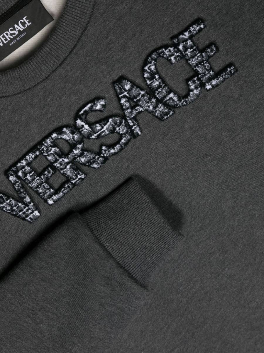 VERSACE Sweatshirt Fleece Cocco Logo Embroidery