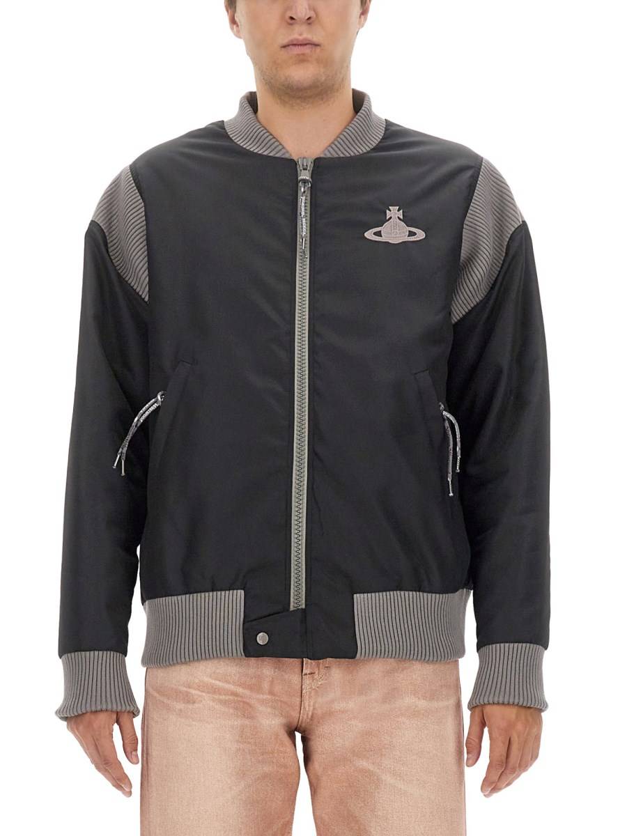 VIVIENNE WESTWOOD BOMBER IN NYLON CON LOGO