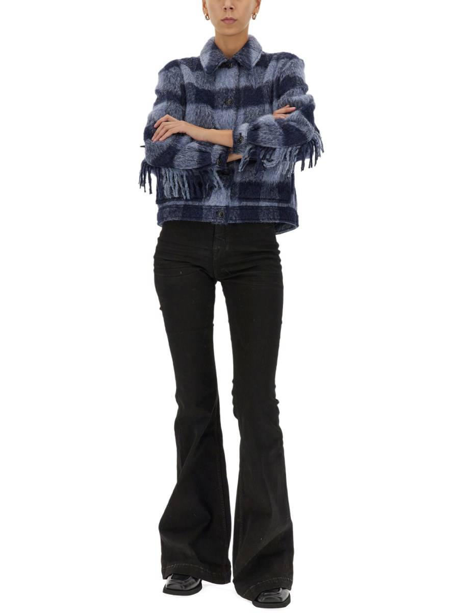 WOOLRICH GIACCA IN LANA CON STAMPA CHECK