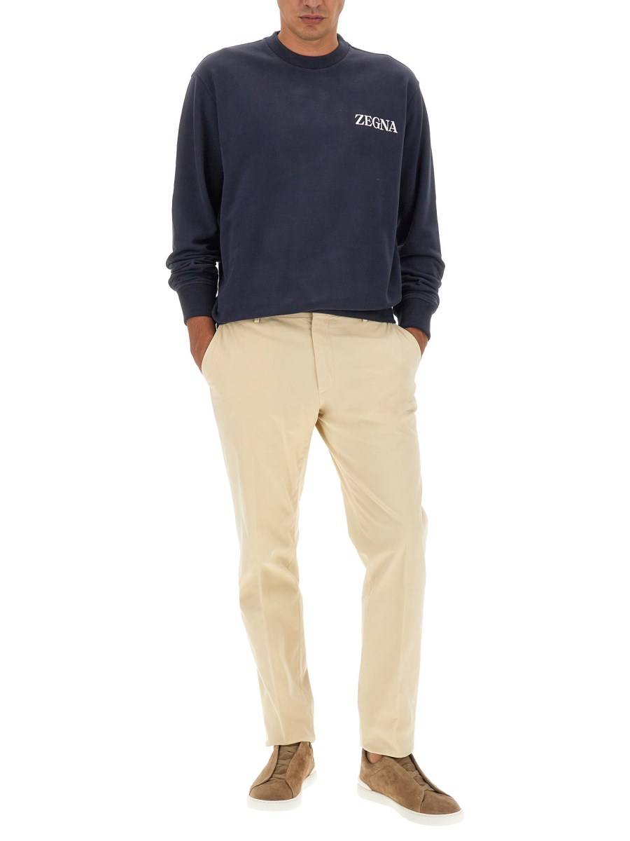 ZEGNA FELPA IN COTONE CON LOGO