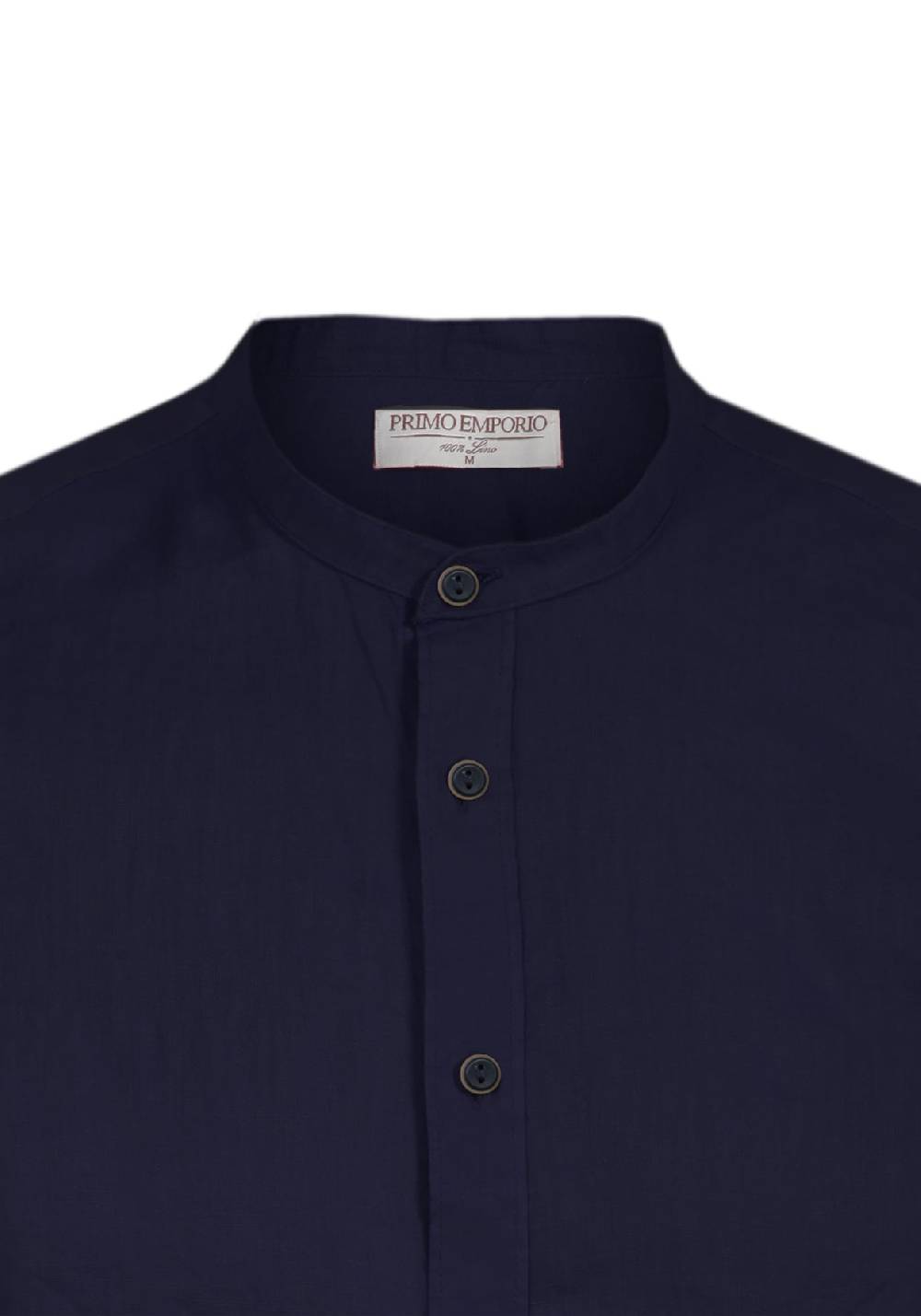 Primo Emporio Camicia Di Lino Coreana Mezza Manica - Blue