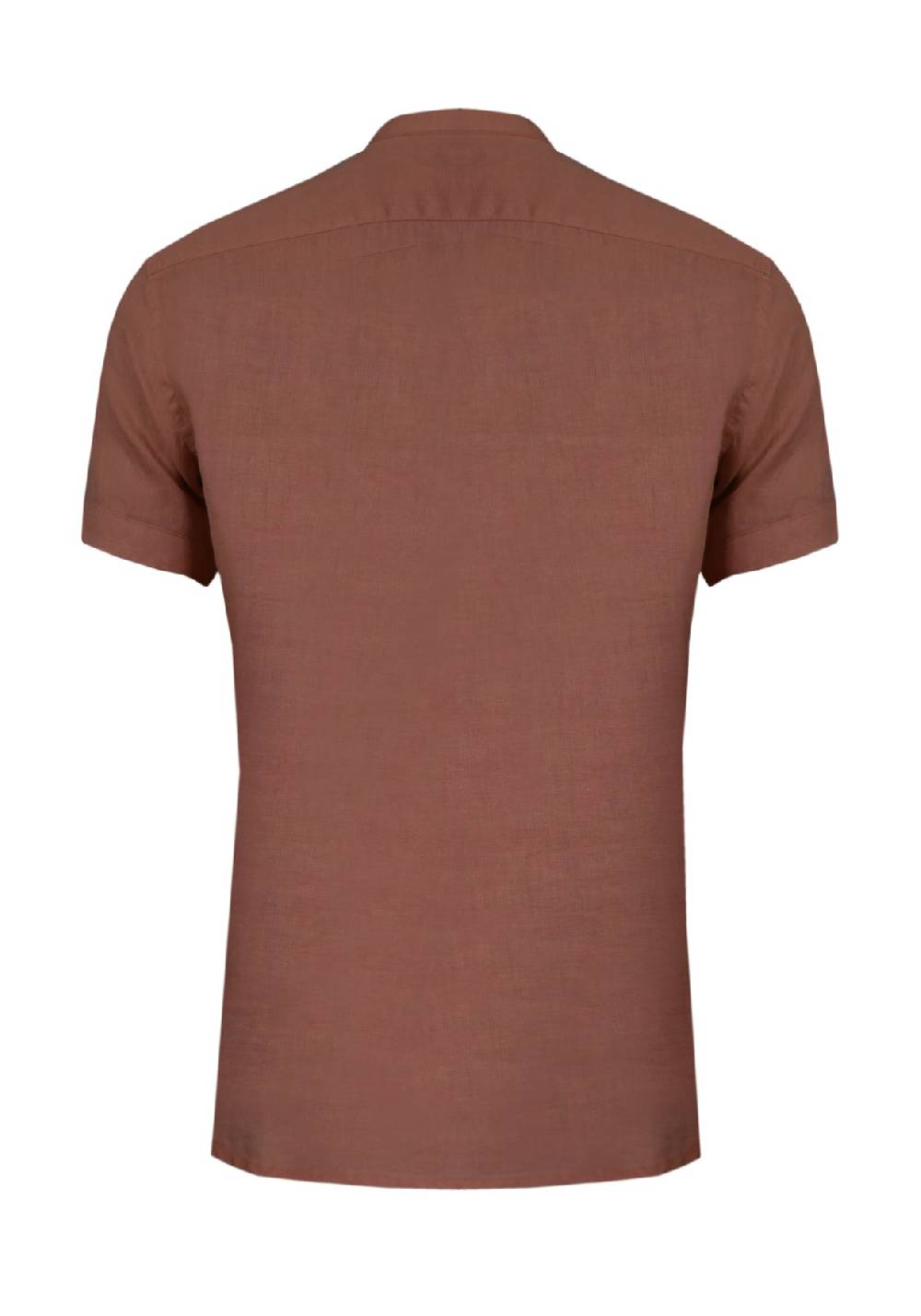 Primo Emporio Camicia Di Lino Coreana Mezza Manica - Tabacco